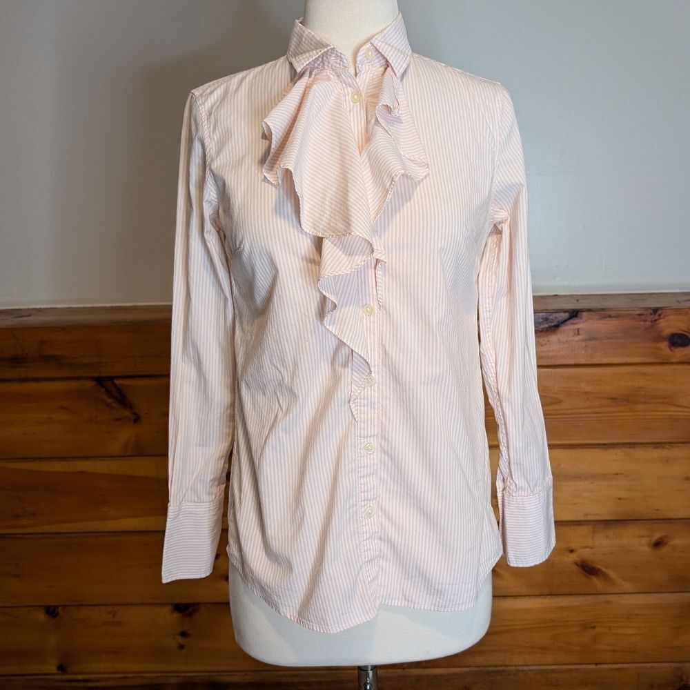 Banana Republic Light Pink Ruffle Button Down Shirt